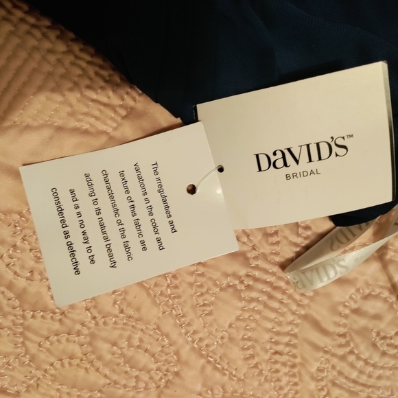 Nwt David's Bridal Long Mesh One Shoulder Maxi Dress In Marine Size 10 - Picture 5 of 9